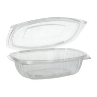 200 Feinkost- und Salatschalen mit Klappdeckeln, PLA "pure" 750 ml 6,6 cm x 20,5 cm x 16,8 cm