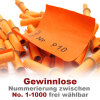 Röllchenlose orange, Farbenlotterie, 50 Gewinnlose, mögliche Nummerierung 1 - 1000 Paket 1 - 300 (6 Pack mit je 50 Stk.)