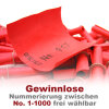 Röllchenlose rot, Farbenlotterie, 50 Gewinnlose, mögliche Nummerierung 1 - 1000 Paket 1 - 500 (10 Pack mit je 50 Stk.)