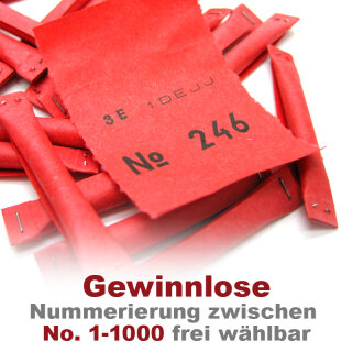 Sicherheitslose rot, 50 Gewinnlose, mögliche Nummerierung 1 - 1000 Paket 1 - 1000 (20 Pack mit je 50 Stk.)